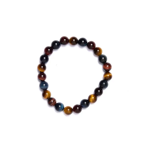 Bracciale Elastico in Occhio di Tigre ed Occhio di Bue