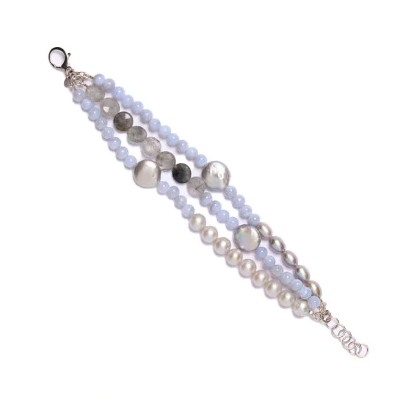 Bracciale infilato con Calcedonio e Perle
