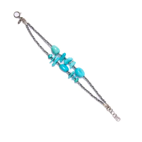 Bracciale a due fili in Ematite e Turchese Americano