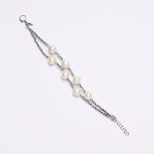 Bracciale a due fili in Ematite e Perle