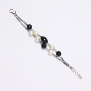 Bracciale in Agata Nera con Perle ed Ematite