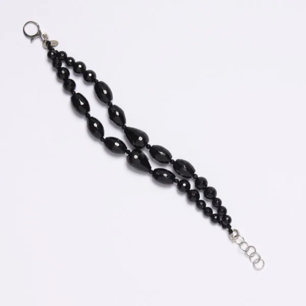 Bracciale e due fili in Agata Nera