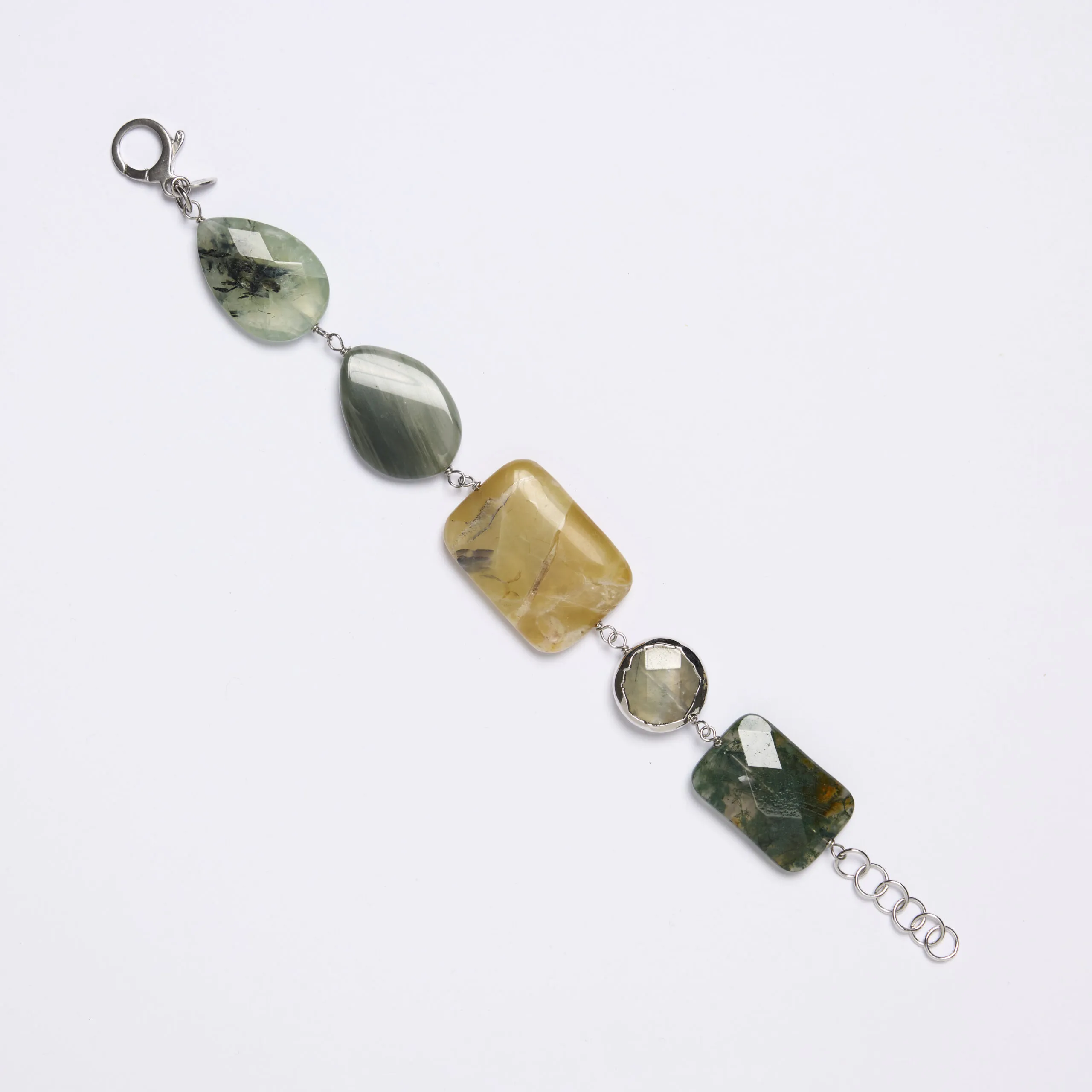 Bracciale rilegato in Agate e Prehnite Scontornata
