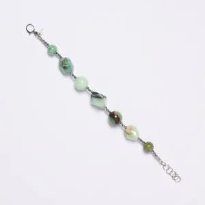 Bracciale infilato in Crisoprasio ed Ematite