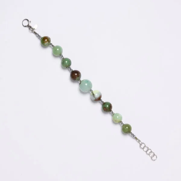 Bracciale infilato in Crisoprasio ed Ematite