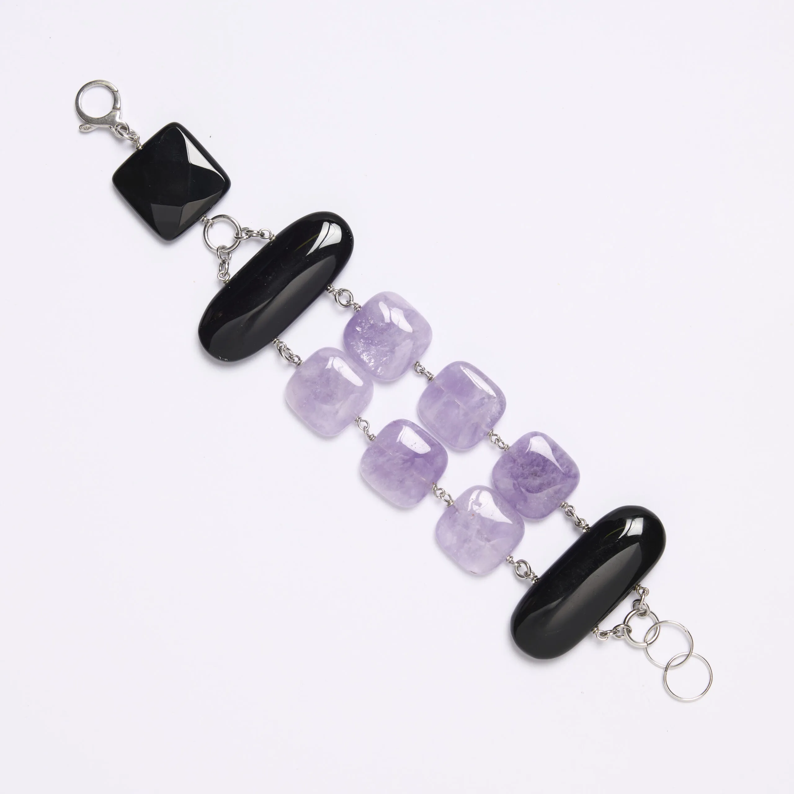 Bracciale rilegato in Ametista ed Agata Nera