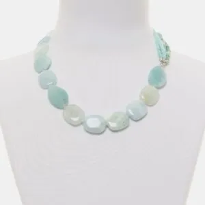 Collana corta in Amazzonite ed Acquamarina