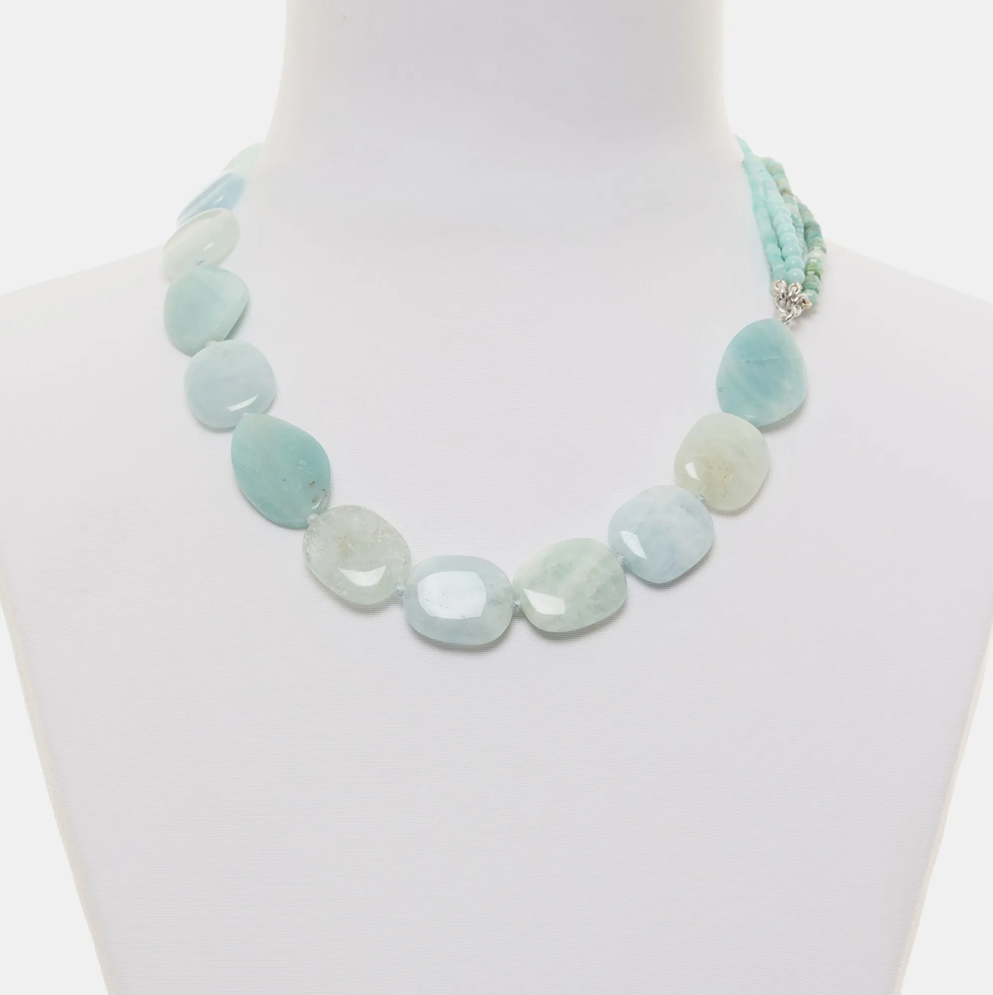 Collana corta in Amazzonite ed Acquamarina