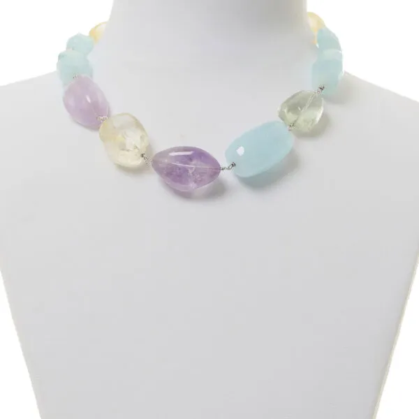 Collana corta in Acquamarina, Citrino e Prasiolite