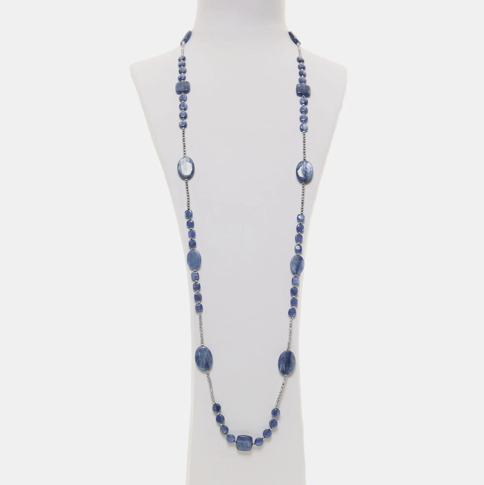 Collana in Cianite con Ematite rodiata