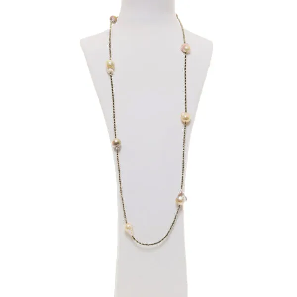Collana lunga in Perle Barocche ed Ematite