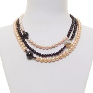 Collana a tre fili in Perle e Granato