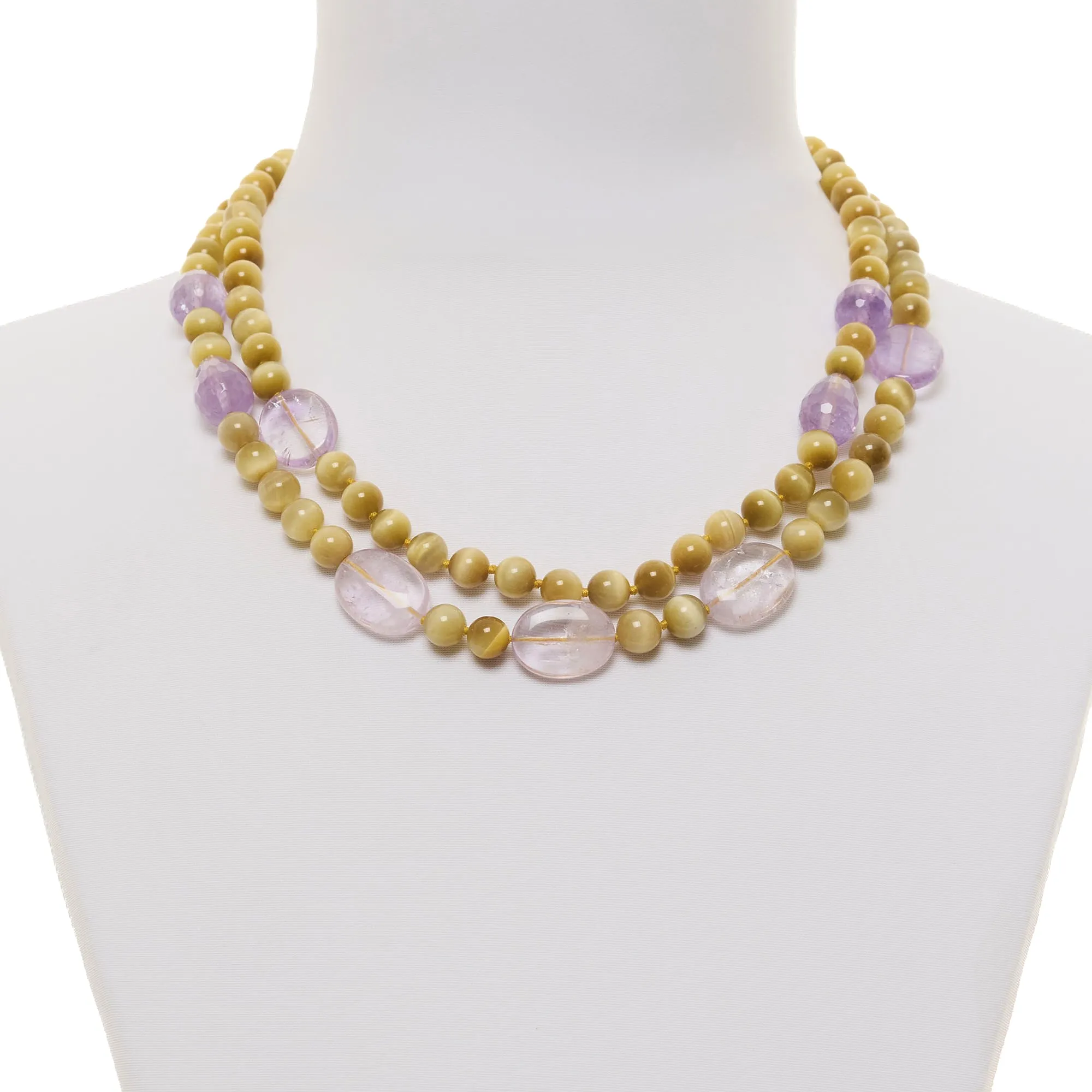 Collana a due fili in Ametista e Golden Eye