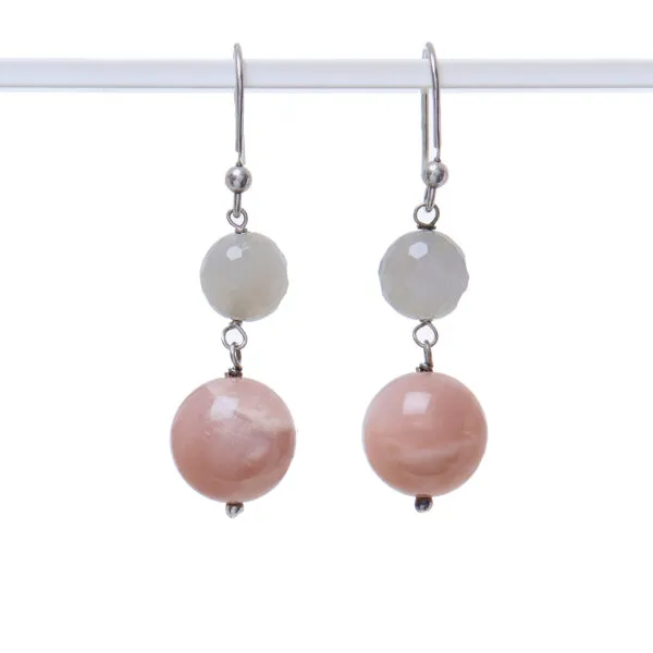 Orecchini in Pietra di Luna Grigia e Rosa