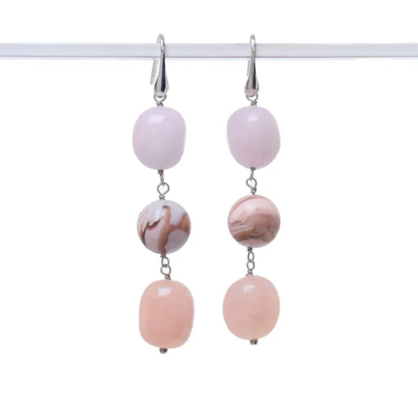 Orecchini in Morganite ed Agata Botswana Rosa
