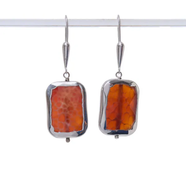 Orecchini in Agata di Fuoco scontornata