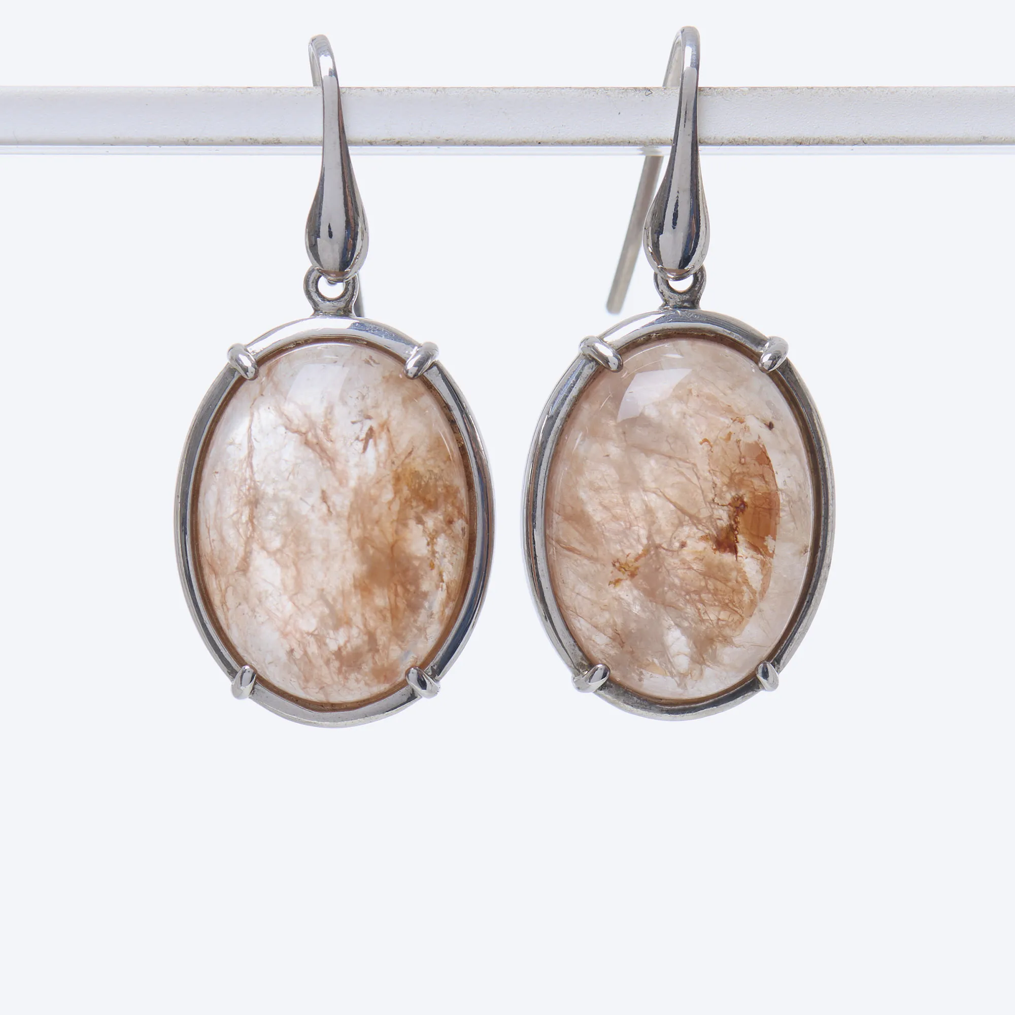 Orecchini con Cabochon in Quarzo Ematoide