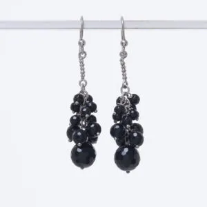 Orecchini in Agata Nera a grappolo ed Argento
