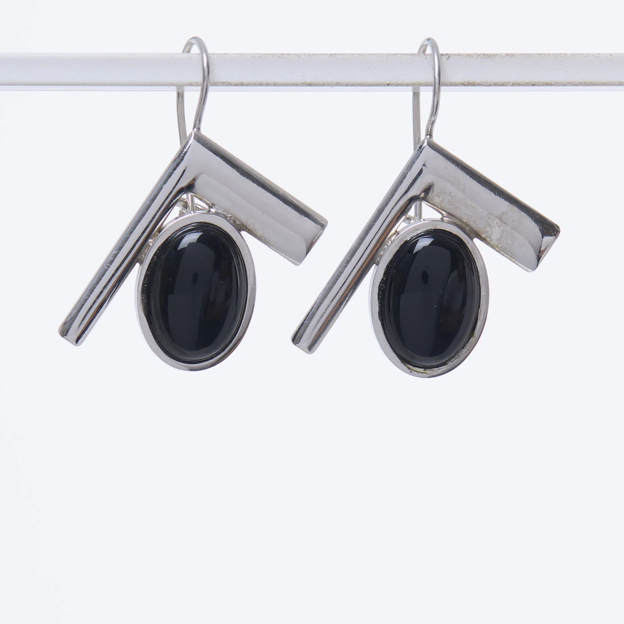 Orecchini in Agata Nera ed elementi in Argento