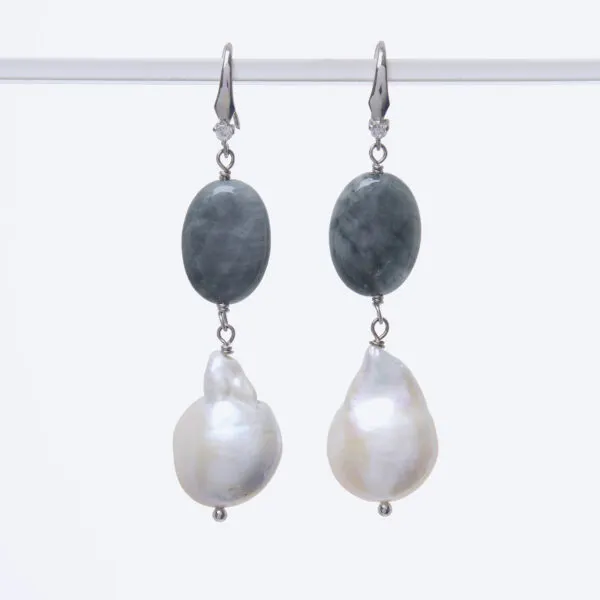 Orecchini in Occhio di Gatto e Perle