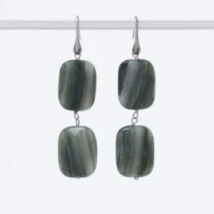 Orecchini in Agata Salvia ed Argento