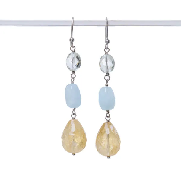 Orecchini in Prehnite e Quarzo Citrino