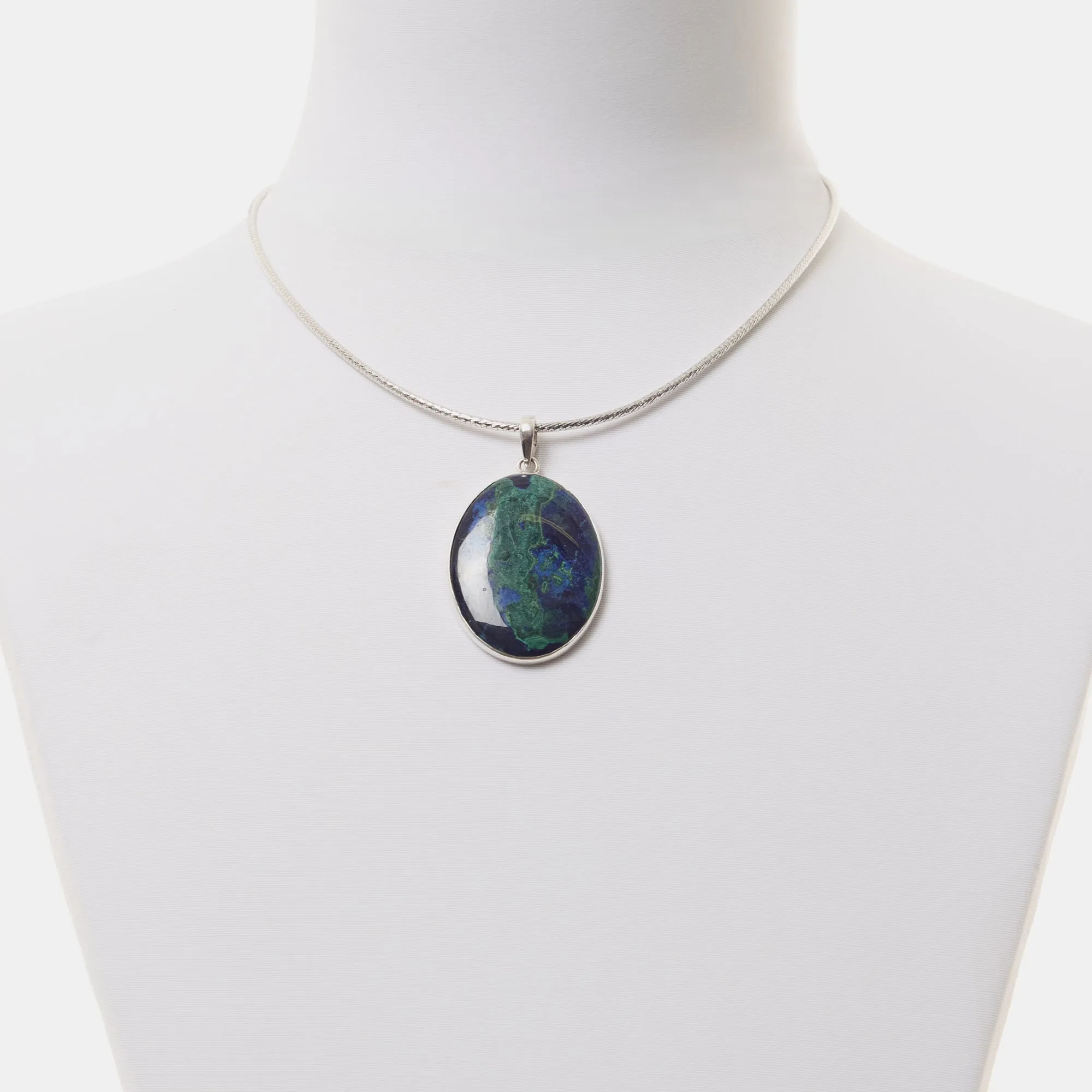 Ciondolo in Azzurrite Malachite con Argento