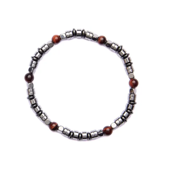 Bracciale Uomo elastico in Ematite ed Occhio di Bue