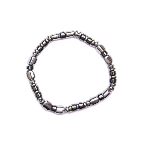 Bracciale Uomo elastico in Ematite Naturale e Rodiata